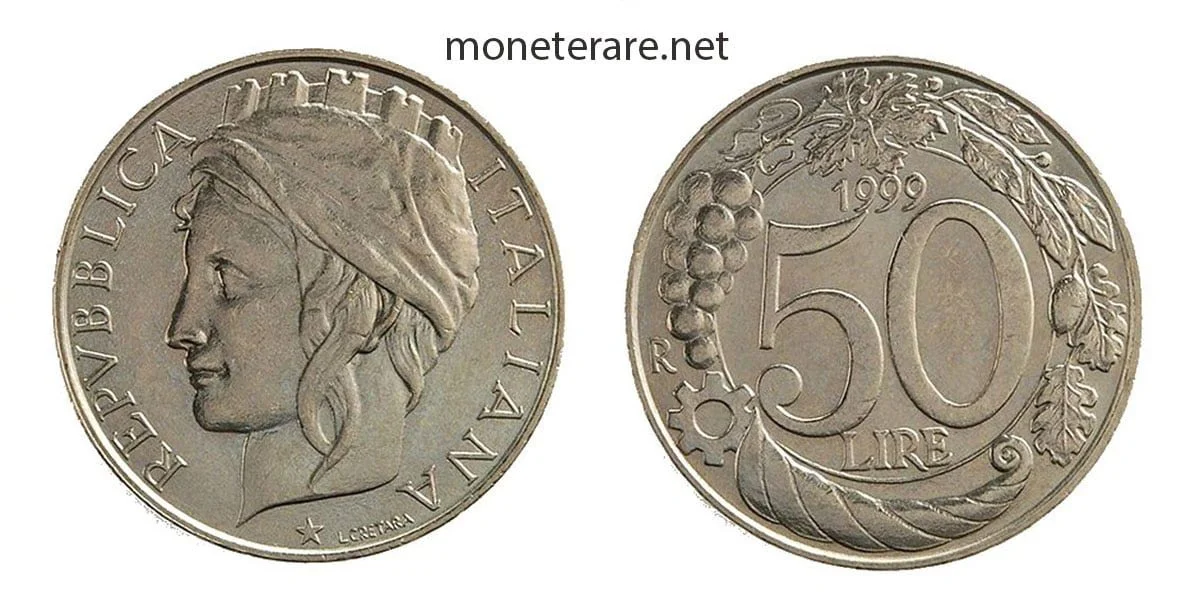 50 lire Italia Turrita coin from 1999