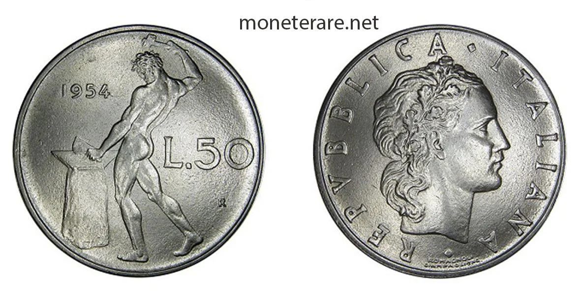 50 Lira Vulcano coin 1954