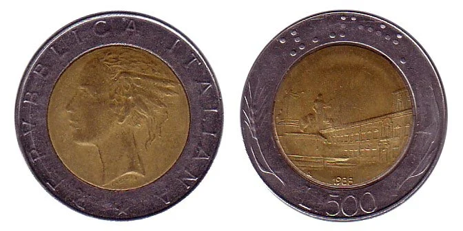 The Bimetallic 500 Lire Coin