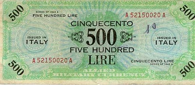 500 Lire banknote - AM lire