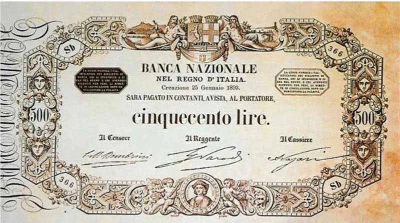 rare 500 lire banknote of Vittorio Emanuele II
