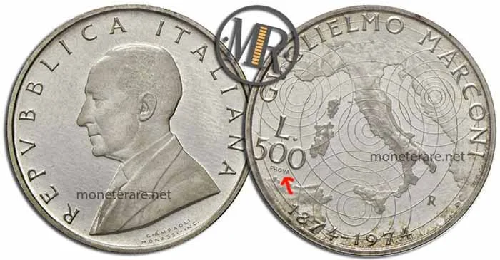 500 Lire Silver Commemorative Guglielmo Marconi PROOF 1974