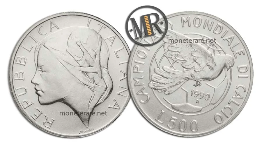 500 Lire Commemorative Silver Italy 90 Second Series
