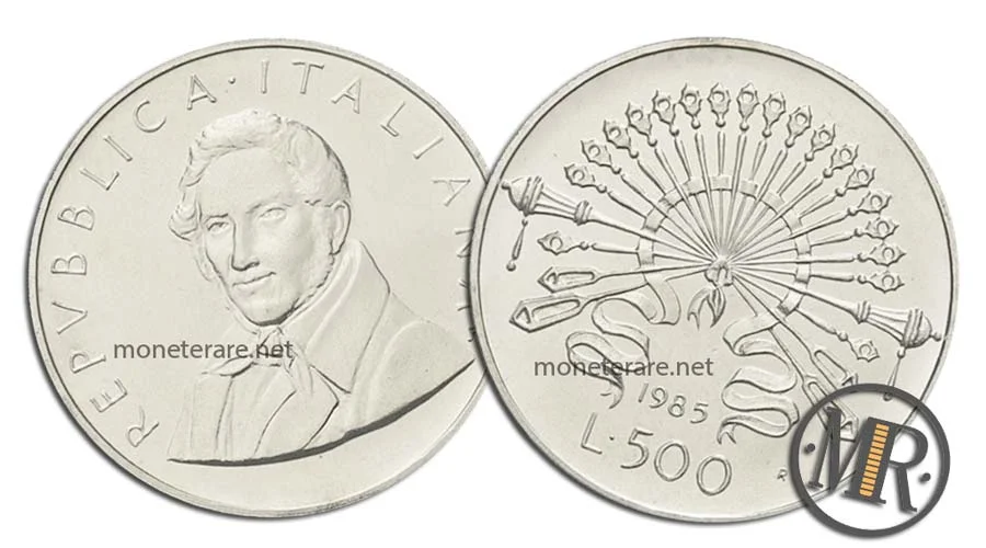Alessandro Manzoni 500 Lire Commemorative Silver