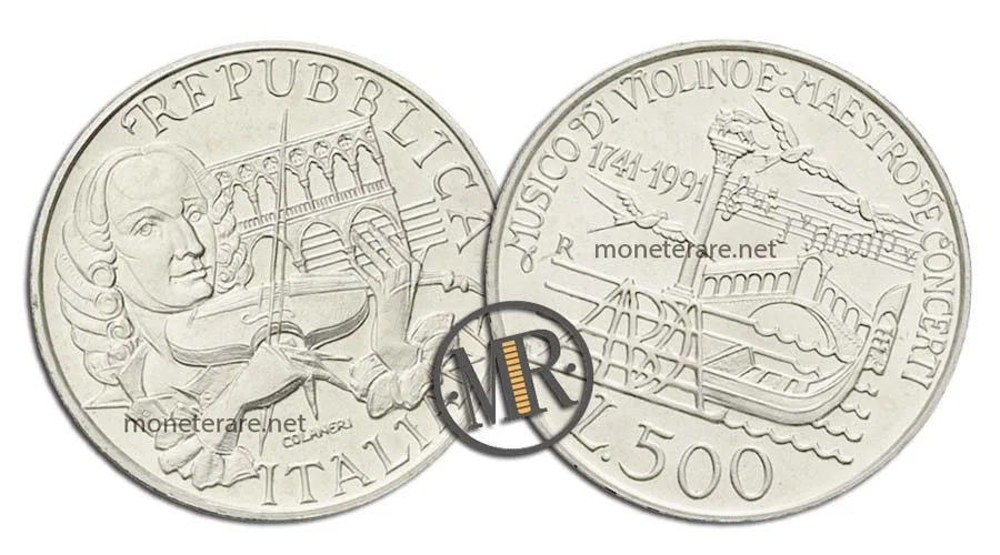 Antonio Vivaldi 500 Lire Commemorative Silver