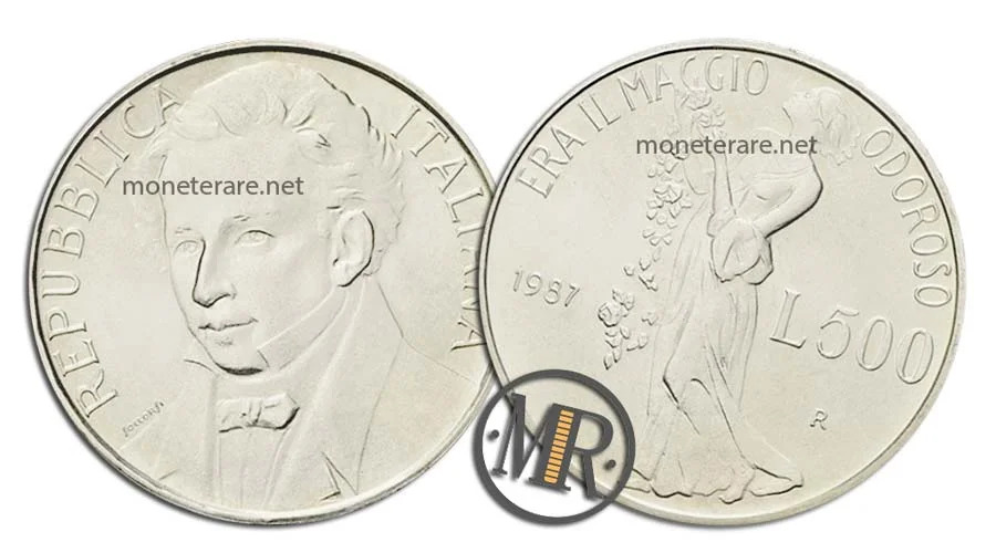 Giacomo Leopardi 500 Lire Commemorative Silver