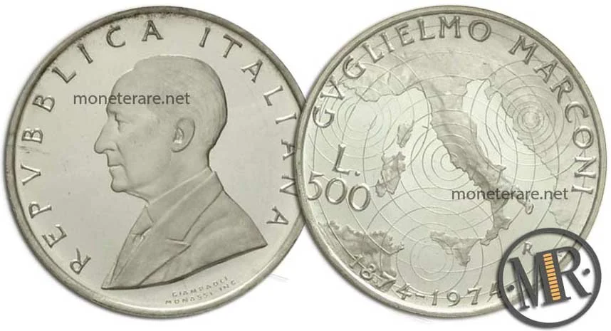 Guglielmo Marconi 500 Lire Commemorative Silver