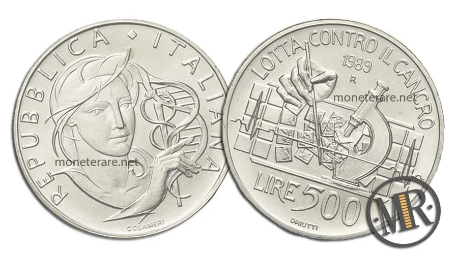 Fight Against Cancer 500 Lire Commemorative Silver