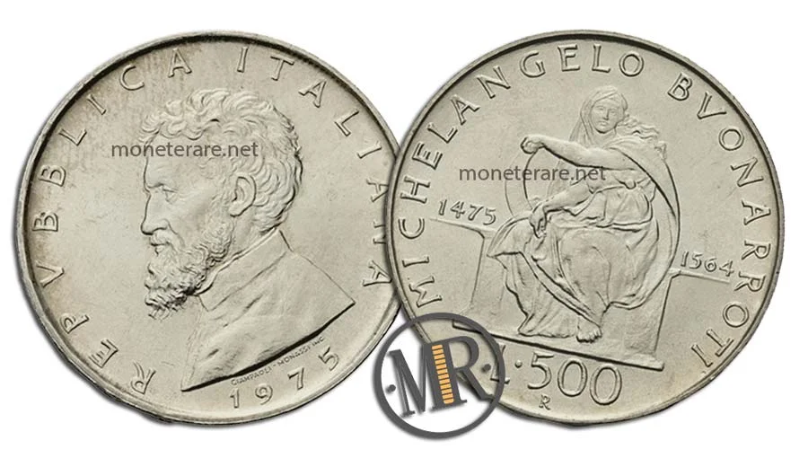 Michelangelo Buonarroti  500 Lire Commemorative Silver 