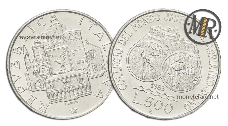 United World College of the Adriatic 500 Silver Commemorative Lire