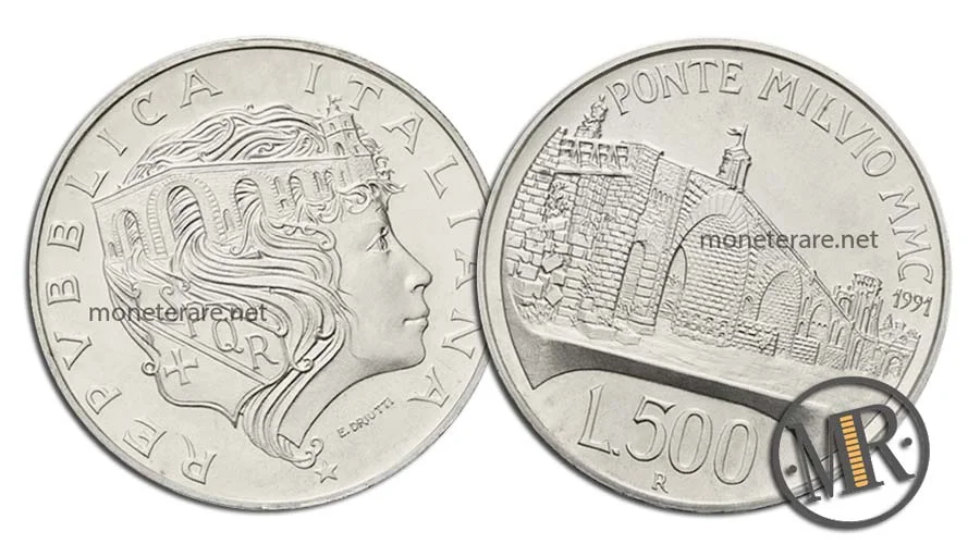 Milvio Bridge 500 Lire Commemorative Silver