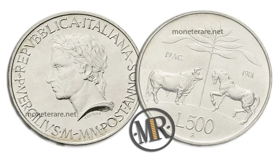 Publius Vergilius Maro 500 Lire Commemorative Silver