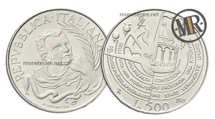 Tommaso Campanella 500 Lire Commemorative Silver
