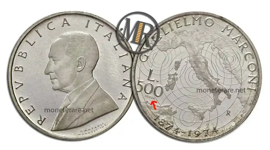  500 Silver Commemorative Lire - Marconi PROOF 