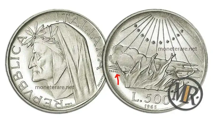 500 Silver Lire - Dante PROOF with value