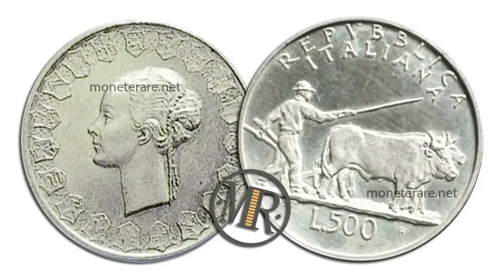 500 Lire Silver PROJECT Oxen 1957