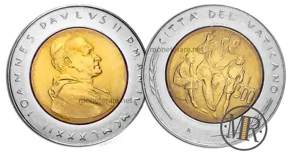 500 Bimetallic Lire Vatican 1982 Education