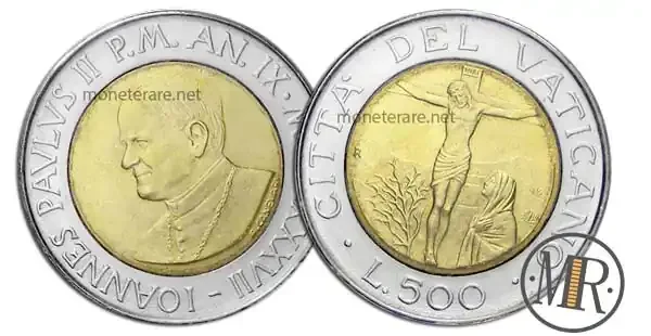 500 Lire Bimetalliche Vaticano 1987 La Madonna del Salvatore