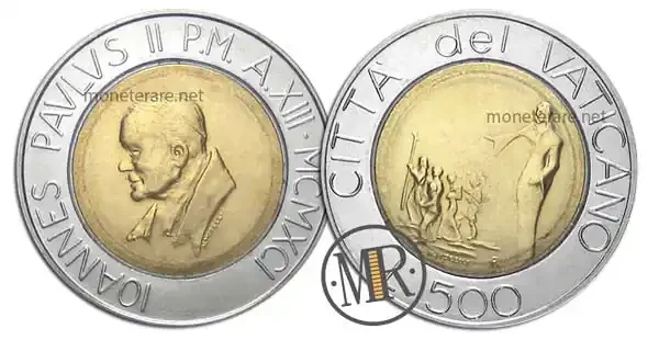 500 Lire Bimetalliche Vaticano 1991 Andate a Predicare
