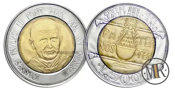 500 Lire Bimetalliche Vaticano 1993 Padre Nostro