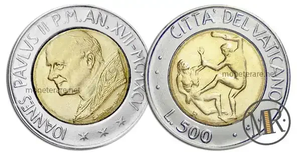 500 Lire Bimetalliche Vaticano 1995 La Violenza