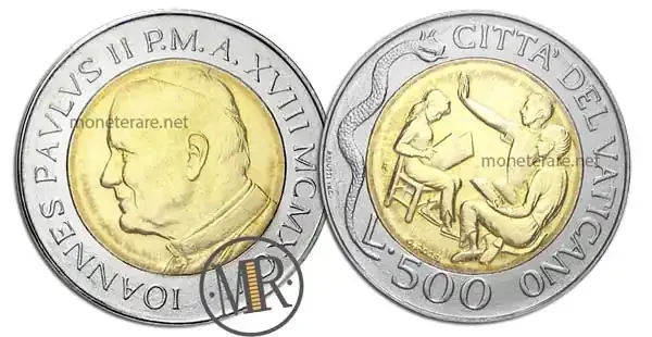 500 Lire Bimetalliche Vaticano 1996 Catechismo