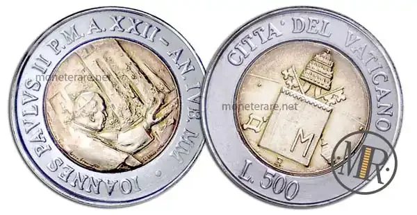 500 Lire Bimetalliche Vaticano 2000 Pellegrinaggio in Terrasanta