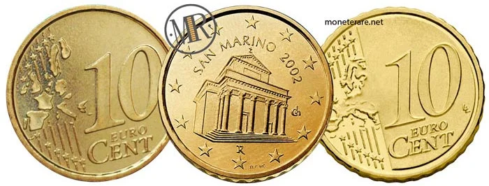 10 Cents Euro of the Republic of San Marino First and Second Series