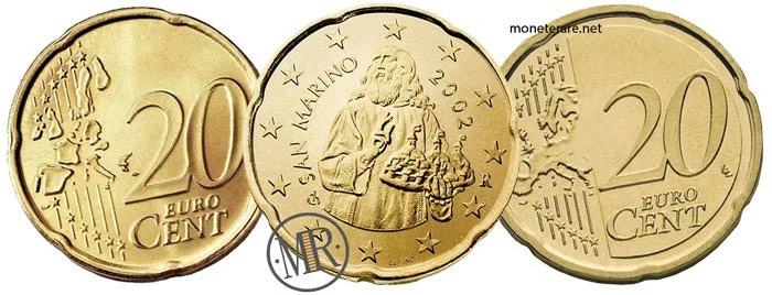 20 Cents Euro of the Republic of San Marino First Series and Second Series