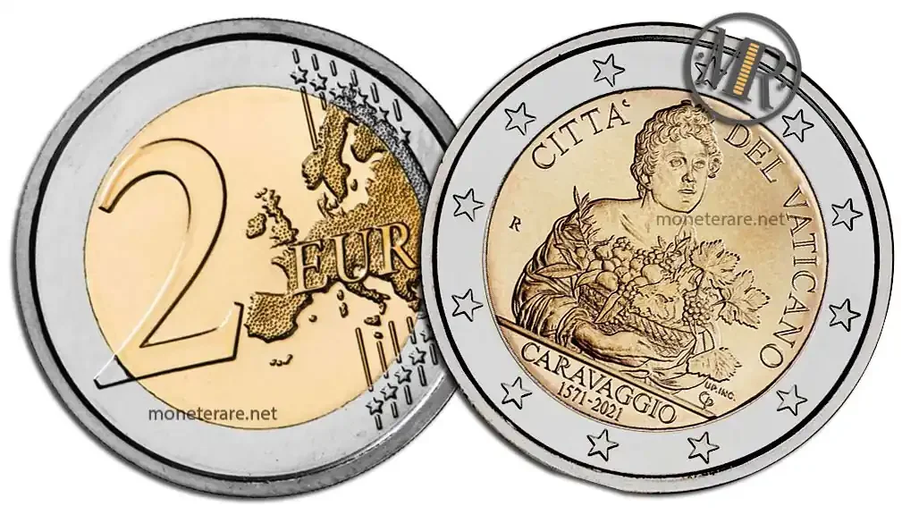 2 euro rare Caravaggio 2021 Vatican City