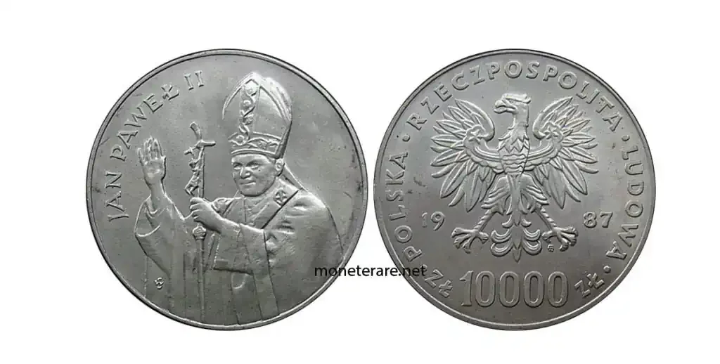 Polish coin with John Paul II of 10,000 Zlotych from 1987