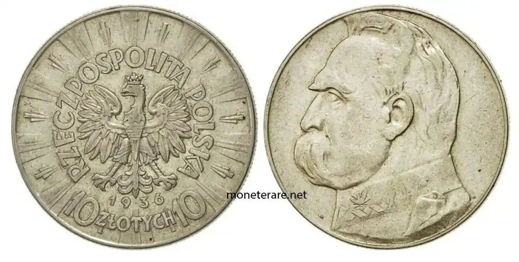 Polish coin of 10 Zlotych from 1936