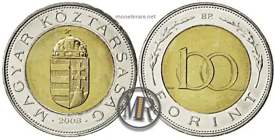Hungarian 100 forint coin (100 Hungarian florins) 2008