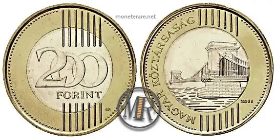 Hungarian 200 forint coin (200 Hungarian forints) 2011