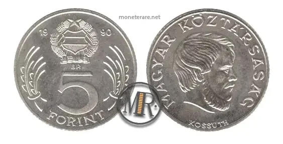 Hungarian 5 forint coin 1990 (5 Hungarian florins)