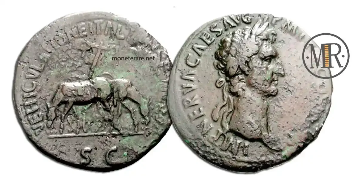 what is the value of a Sestertius Sestertius of Nerva with the Mules