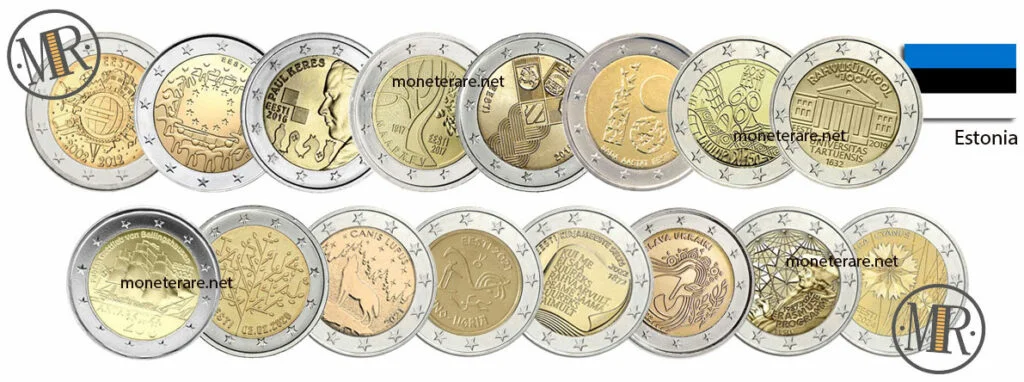 Estonia €2 commemorative coins — full set collage