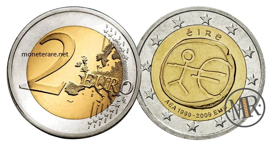 2 Euro Ireland 2009 – 10 Years of Economic and Monetary Union — coin obverse