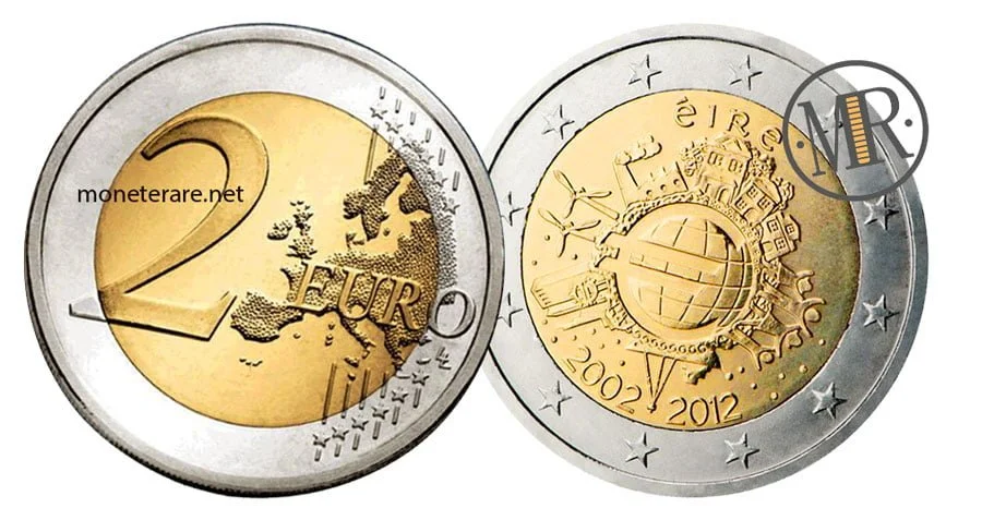 2 Euro Ireland 2012 – 10 Years of Euro Banknotes and Coins — coin obverse