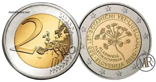 2 Euro Slovenia 2010 – 200th Anniversary of the Botanical Garden of Ljubljana — coin obverse