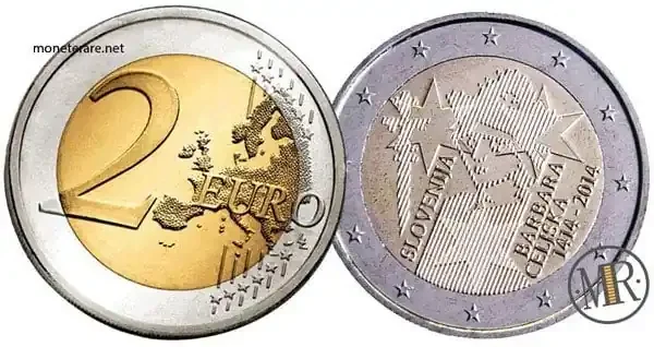2 Euro Slovenia 2014 – 600th Anniversary of Queen Barbara of Celje — coin obverse