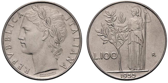 rare lire coins for numismatist Italian 100 Lire piece 1968