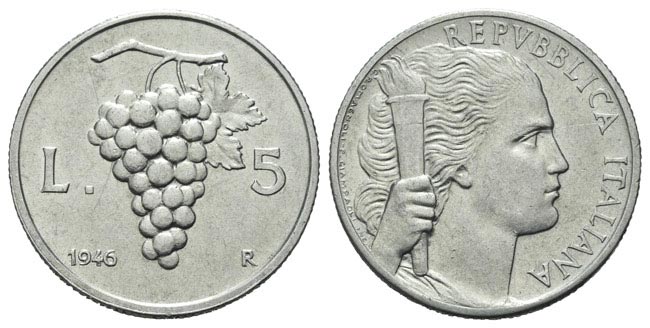 rare lira coins with grape