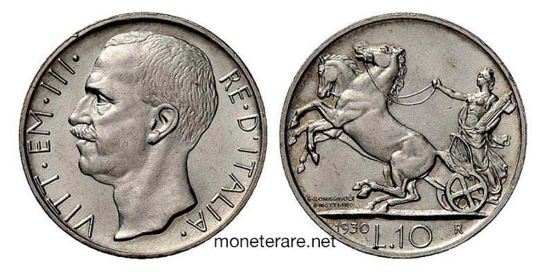10 Lire Coins with Vittorio Emanuele III