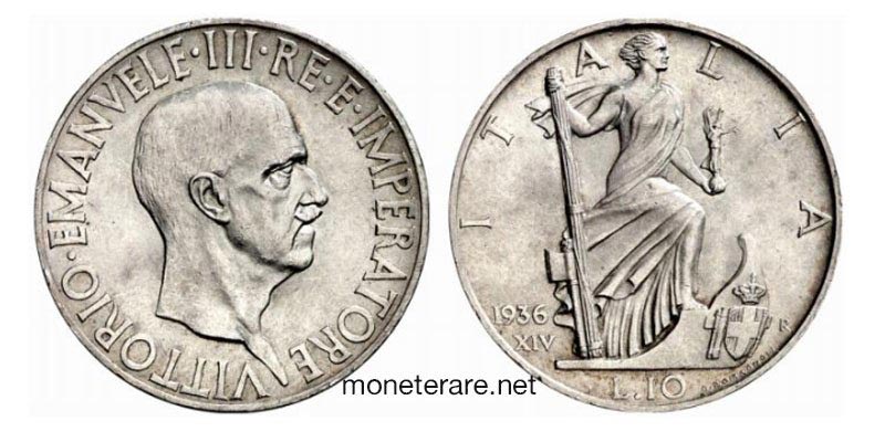 10 Lire Coins 1936