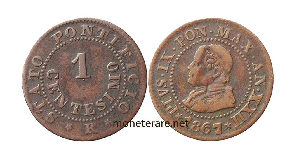 1 Lira Cent Coin of Pius IX