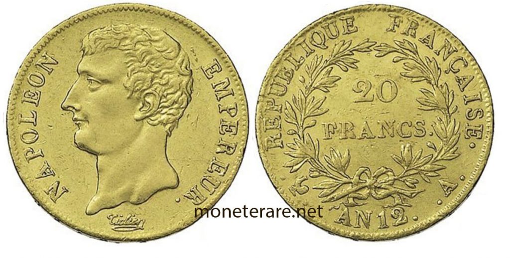 Napoleon coin with Napoleon Emperor - 20 francs - gold