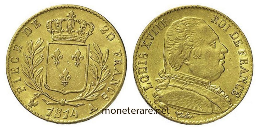 Napoleon coin with Louix XVIII - 20 Francs - gold