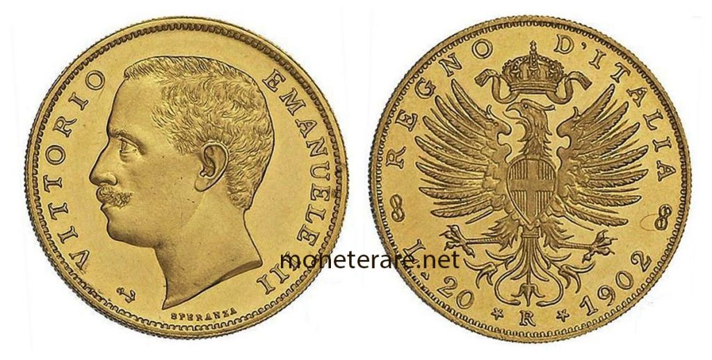 20 lire coin "Marengo" with Vittorio Emanuele III- 20L - Gold