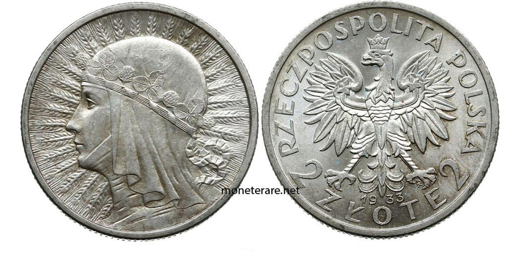 2 Zlote 1933 rare coin poland
